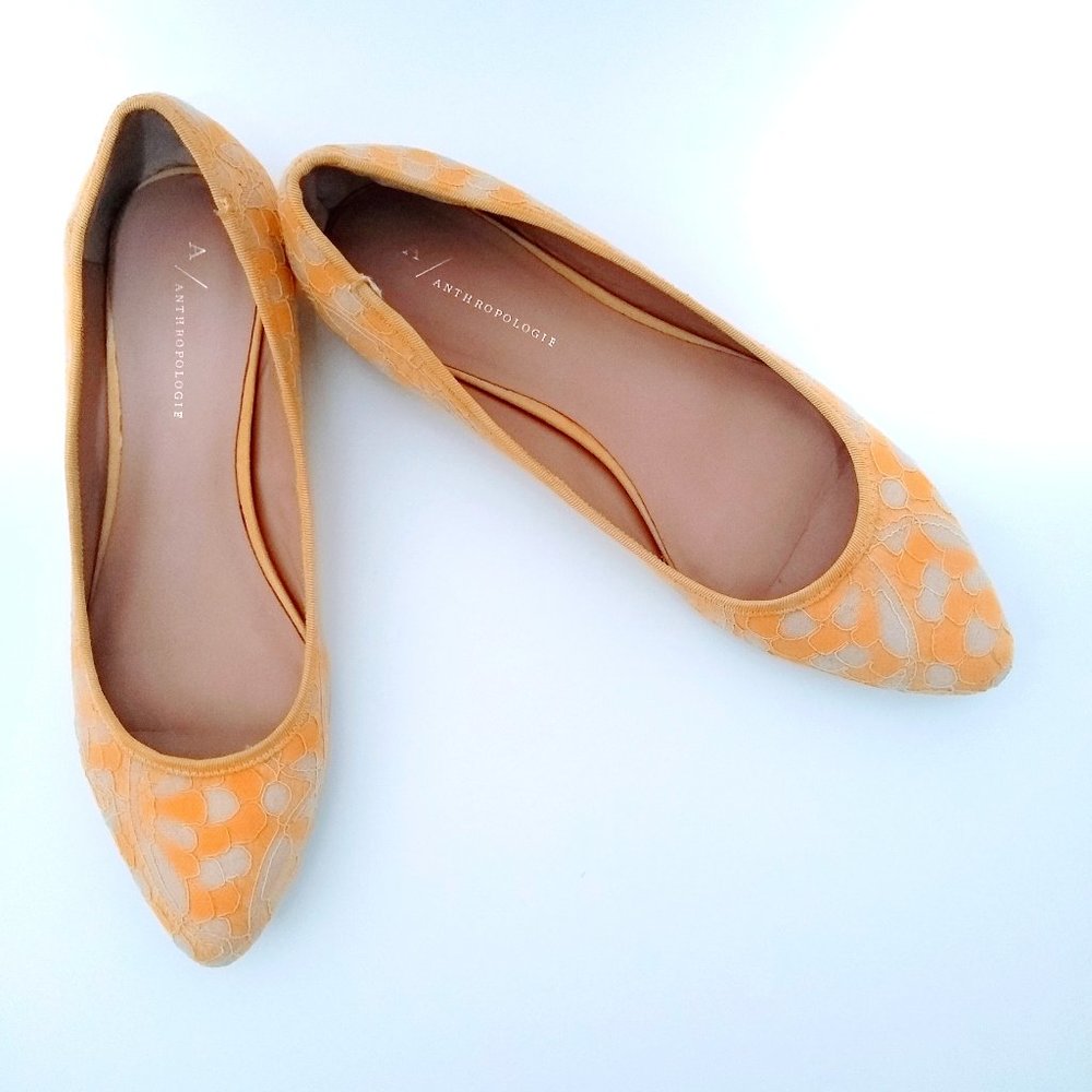 ANTHROPOLOGIE YELLOW LACE BALLET FLATS SIZE 9M